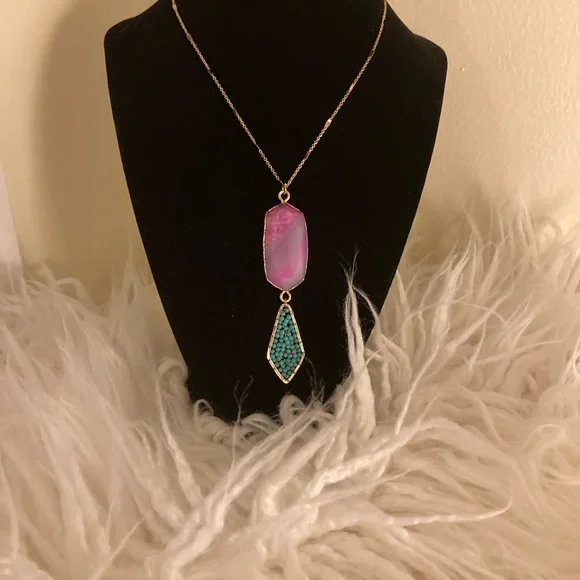 Panacea Pink and turquoise colored long necklace - Picture 3 of 3